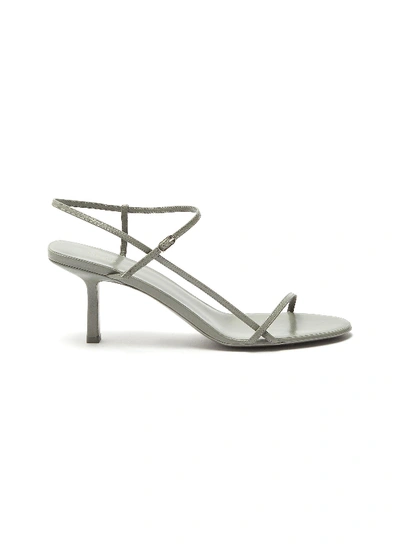 The Row Bare Mid-heel Leather Sandals In Grey