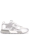 Hogan Metallic Ribbed Panel Sneakers In Silver