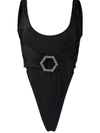 PHILIPP PLEIN DRAPED BELT MONOKINI