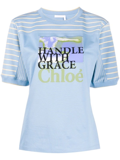 Chloé Femininities Printed T-shirt In Light Blue