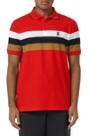 BURBERRY TREYDON STRIPE SHORT SLEEVE PIQUE POLO,8025880