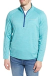 Vineyard Vines Sankaty Stripe Half Zip Performance Pullover In Aqua Ocean