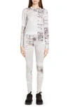 COMME DES GARÇONS NEWSPAPER PRINT JERSEY TOP & LEGGINGS SET,GC-T029-051