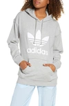 Adidas Originals Adidas Trefoil Logo Hoodie In Medium Grey Heather/ White