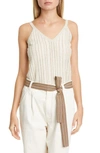 BRUNELLO CUCINELLI METALLIC RIB LINEN BLEND SWEATER TANK,M8Y865502-201