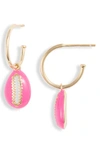 ARGENTO VIVO ARGENTO VIVO ENAMEL SHELL DROP HOOP EARRINGS,126012GPNK