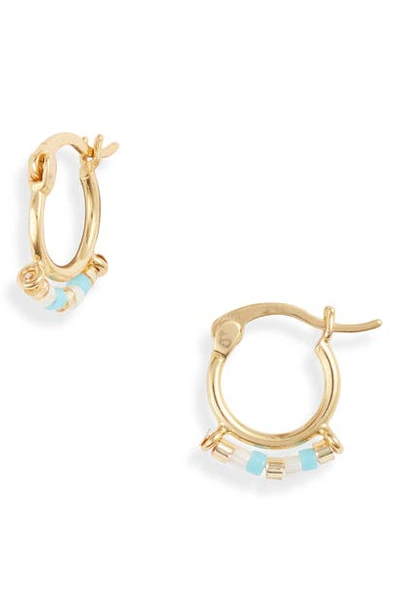 Argento Vivo Beaded Huggie Hoop Earrings In Gold