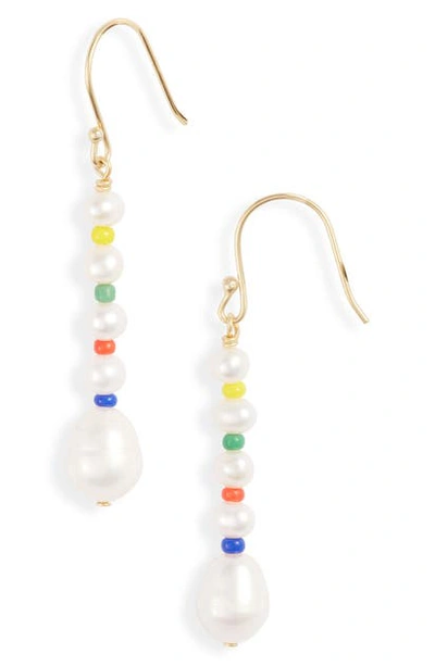 Argento Vivo Rainbow Pearl Drop Earrings In Gold