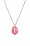 Argento Vivo Enamel Shell Pendant Necklace In Gold/ Pink