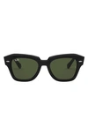 Ray Ban Ray-ban Square State Street Sunglasses In Black Orb2186 In Black/ Green Solid