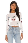 Superdown Ari Butterfly Mesh Top In Multi