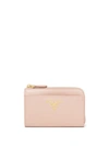 Prada Logo-plaque Ziparound Keychain In Pink