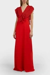 VICTORIA BECKHAM Ruffle Pleated V-Neck Gown,840883