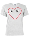 Comme Des Garçons Play Comme Des Garcons Play Grey Outline Heart T-shirt In Grey