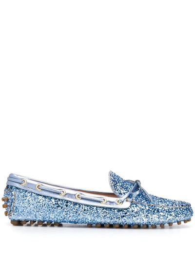 Car Shoe Moccasin Glitter - Blue In Grey