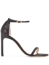 Stuart Weitzman Nudistcurve 100 Smooth Leather Sandal In Black