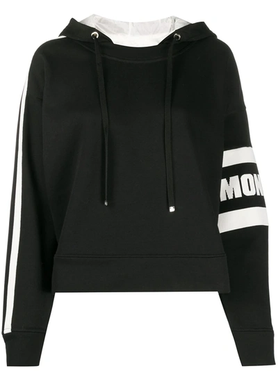 Moncler Printed Cotton Sweatshirt Hoodie In Black