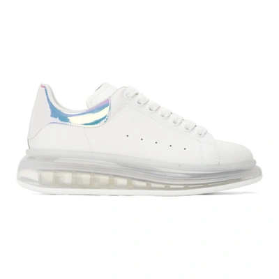 Alexander Mcqueen White Oversized Transparent Sole Sneakers In White/shock Pink