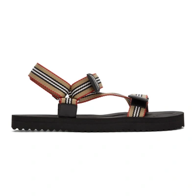 Burberry Patterson Icon Stripe Sport Sandals In Beige,black,red