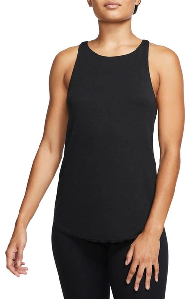 Nike Yoga Luxe Women's Ribbed Tank In Black/dark Smoke Grey