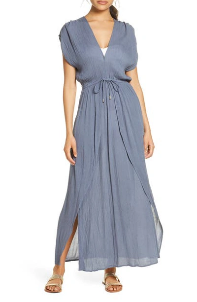 Elan Wrap Maxi Cover-up Dress In Denim