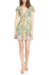 Alice And Olivia Alice + Olivia Hadley Button-front Flare Dress In Wildflower Daffodil Combo