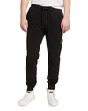 Stone Island Tapered Slim-fit Logo-appliquéd Fleece-back Cotton-jersey Cargo Sweatpants In Black