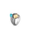 John Hardy 18k Yellow Gold & Sterling Silver Classic Chain Turquoise Hammered Cluster Ring In Turquoise
