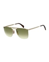 DAVID BECKHAM MEN'S HALF-RIM METAL GRADIENT SQUARE SUNGLASSES,PROD230790116