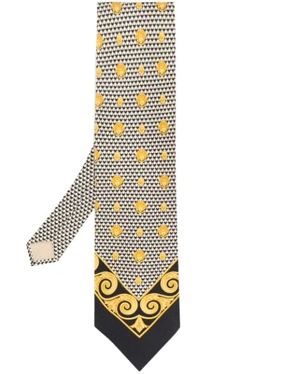 Pre-owned Versace 1990s Medusa Print Classic Tie In Black