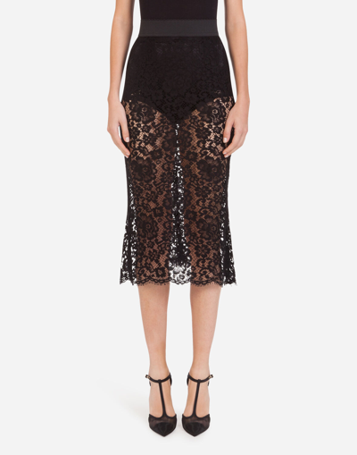 Dolce & Gabbana Long Mermaid Skirt In Lace In Black