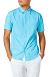 Good Man Brand Flex Pro Slim Fit Print Short Sleeve Button-up Shirt In Blue Topaz Scattered Shibori