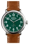 Shinola 'the Runwell' Leather Strap Watch, 47mm In Brown/ Green/ Silver