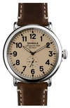 SHINOLA 'THE RUNWELL' LEATHER STRAP WATCH, 47MM,S0110000141