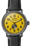 Shinola 'the Runwell' Leather Strap Watch, 47mm In Black/ Yellow/ Gunmetal