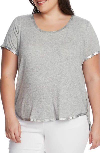 Vince Camuto Foil Rib Detail T-shirt In Silver Heather
