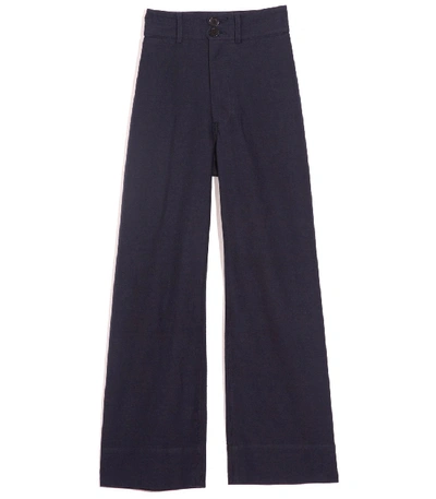 Apiece Apart Classic High Rise Wide Leg Merida Pant In Blue