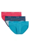 2(x)ist Micro Speed Dri 3-pack Briefs In Pink/ Stripe/ Blue