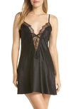 Ann Summers Cherryann Lace Trim Satin Chemise In Black In Black