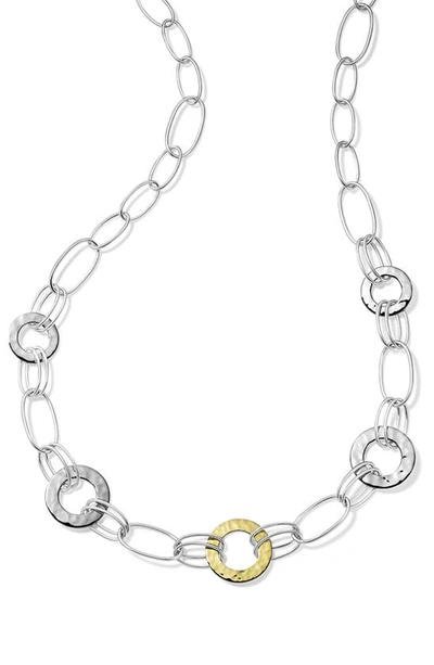 Ippolita Classico Mixed Wire And Hammered Disc Necklace In Chimera Two-tone In Silver