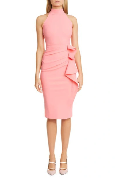 Chiara Boni La Petite Robe Gudrum High Neck Cocktail Dress In Peach Rose