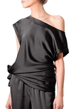 Light Codes Cuffed Tie Tunic In Onyx