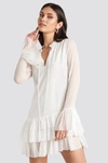 Nicole Mazzocato X Na-kd Chiffon Frill Dress White In White