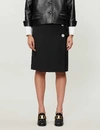 Prada Buttoned Mohair And Wool-blend Midi Skirt In Nero
