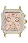 Michele Deco Diamond Diamond Dial Watch Head, 33mm X 35mm In Gold/ Silver/ Desert Rose Mop