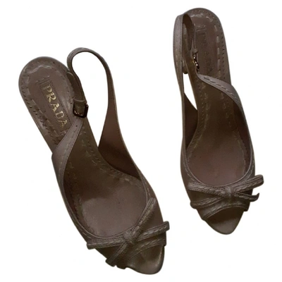 Pre-owned Prada Leather Sandals In Beige