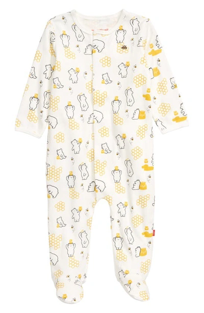 Magnetic Me Babies' Honey Bee Mine Organic Cotton Footie In White