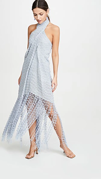 Jacquemus Cortese Fringe Halter Maxi Dress In Blue ModeSens