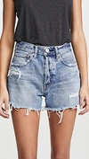 Moussy Vintage Packard Distressed Denim Shorts In Blue