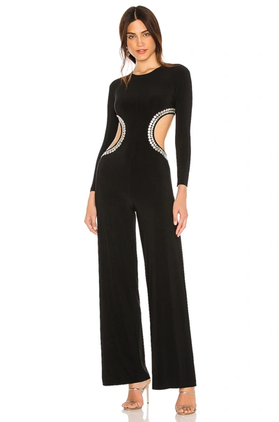 Norma Kamali Stud Long Sleeve Side Cut Out Jumpsuit In Black